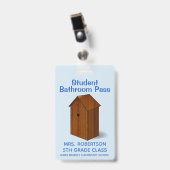 Grappige buiten-wc school badkamer gangpas badge (Voorzijde met clip)