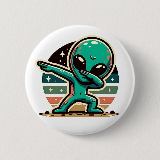 Grappige buitenaardse alien dabbing ronde button 5,7 cm (Voorkant)