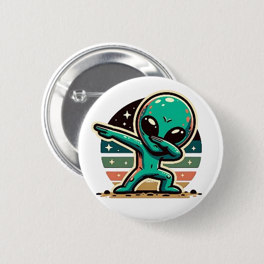 Grappige buitenaardse alien dabbing ronde button 5,7 cm (Voorkant /achterkant)