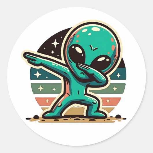Grappige buitenaardse alien dabbing ronde sticker (Voorkant)