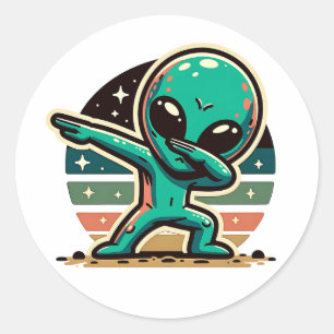 Grappige buitenaardse alien dabbing ronde sticker
