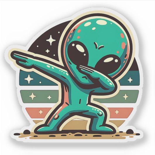Grappige buitenaardse alien dabbing sticker (Voorkant)