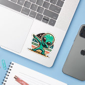 Grappige buitenaardse alien dabbing sticker (Laptop met iPhone)
