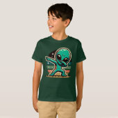 Grappige buitenaardse alien dabbing t-shirt (Voorkant volledig)