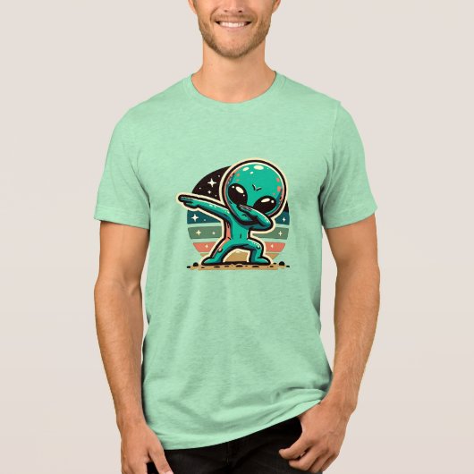 Grappige buitenaardse alien dabbing Tri-Blend shirt (Voorkant)