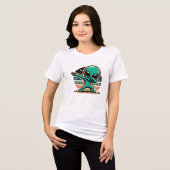 Grappige buitenaardse alien dabbing Tri-Blend shirt (Voorkant volledig)