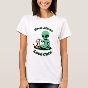 Grappige buitenaardse en grappige kat. grappig die t-shirt