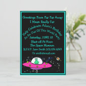 Grappige buitenaardse en ruimteschip verjaardagsui kaart (Staand voorkant)