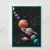 Grappige buitenaardse en ruimteschip verjaardagsui kaart (Achterkant)