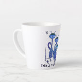 Grappige buitenaardse katten - "Breng ons naar je Latte Mok (Linkerhoek)