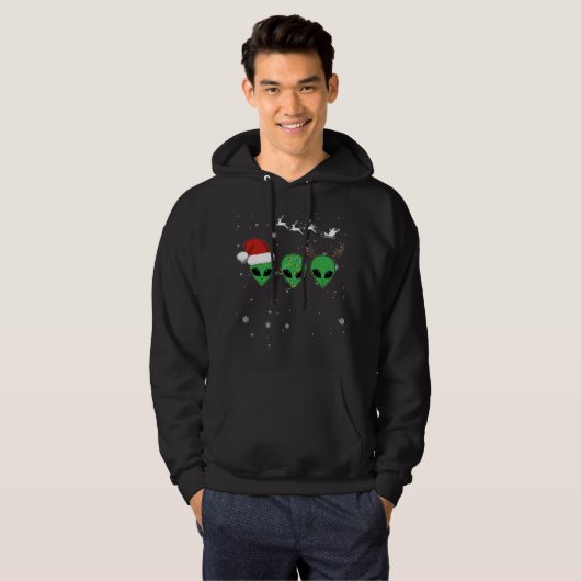 Grappige buitenaardse kerst pyjama bijpassende kos hoodie (Voorkant volledig)