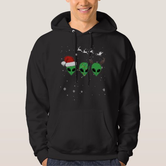 Grappige buitenaardse kerst pyjama bijpassende kos hoodie (Voorkant)