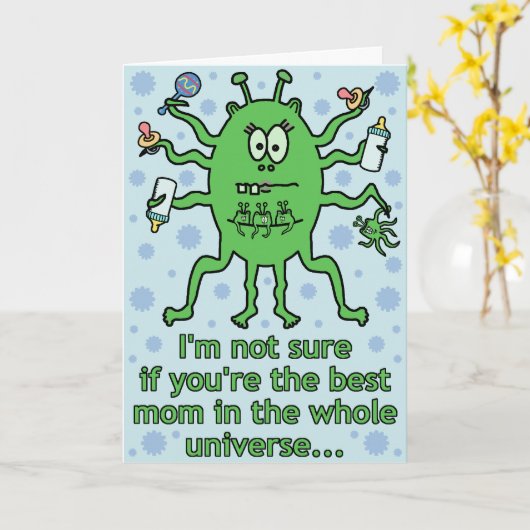 Grappige buitenaardse Moederdag Kaart (Gele Bloem)