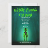 Grappige buitenaardse ontvoering feestuitnodiging kaart (Achterkant)