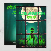 Grappige buitenaardse ontvoering feestuitnodiging kaart (Voorkant / Achterkant)