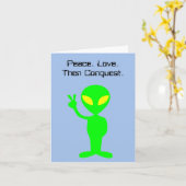 Grappige buitenaardse Sci-Fi Cartoon buitenaardse  Kaart (Gele Bloem)