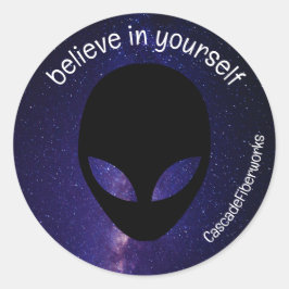 Grappige buitenaardse sterrenstelsel sticker, gelo ronde sticker