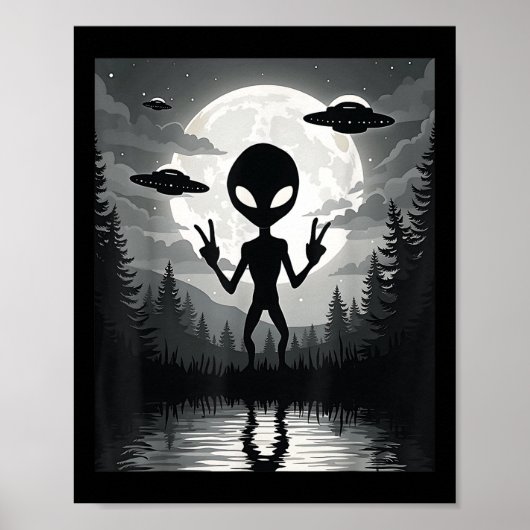 Grappige buitenaardse UFO's kosmisch Enthu Poster (Voorkant)