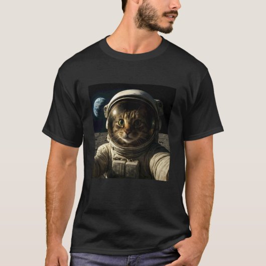 Grappige Buitenruimte Kat Astronaut Meme Planeet T-shirt (Voorkant)