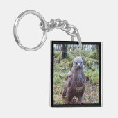 Grappige Buizerd Houding Felle Wilde Roofvogel Sleutelhanger (Voorkant Links)