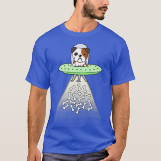 Grappige buldog vliegt een ufo t-shirt