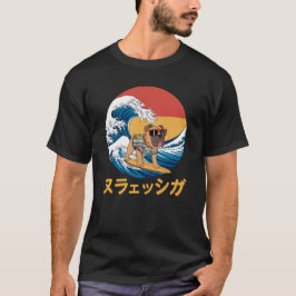 Grappige Bull Mastiff Japanse Kanagawa Wave Dog T-shirt