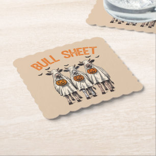 Grappige Bull Sheet Vintage Halloween Kartonnen Onderzetters