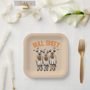 Grappige Bull Sheet Vintage Halloween Papieren Bordje