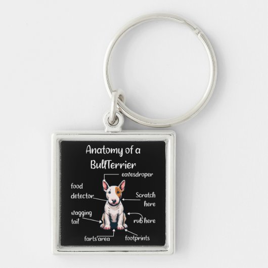 Grappige Bull Terrier Hond Sleutelhanger (Voorkant)