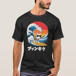 Grappige Bull Terrier Japanse Kanagawa Wave Dog T-shirt