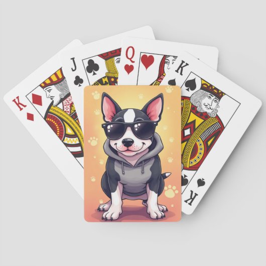 Grappige Bull Terrier Kawaii Hond Pokerkaarten (Achterkant)