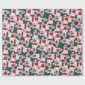 Grappige Bull Terrier Kerst Patroon Cadeaupapier (Vlak)