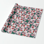 Grappige Bull Terrier Kerst Patroon Cadeaupapier (Uitgerold)