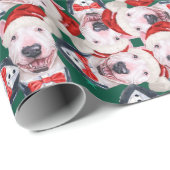 Grappige Bull Terrier Kerst Patroon Cadeaupapier (Rol Hoek)
