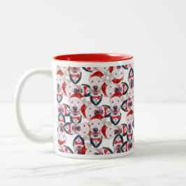 Grappige Bull Terrier Kerst Patroon Tweekleurige Koffiemok