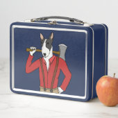Grappige Bull Terrier Lumberjack metalen lunchbox (In situ)