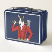 Grappige Bull Terrier Lumberjack metalen lunchbox (Achterkant)