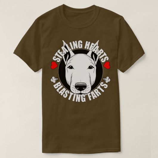 Grappige Bull Terrier Stealing Harten Blasting Sch T-shirt (Design voorkant)