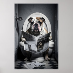 Grappige Bulldog Badkamer Print Toilet Muur Kunst