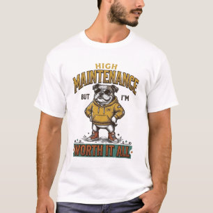 Grappige Bulldog Citaat Vintage Gravure T-Shirt De