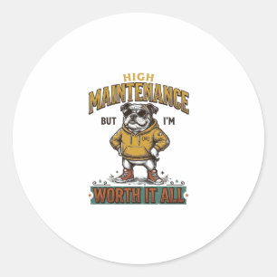 Grappige Bulldog Citaat Vintage Gravure T-Shirt De Ronde Sticker