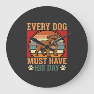 Grappige Bulldog Elke Hond Moet Zijn Dag Krijgen Grote Klok