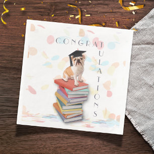 Grappige Bulldog Graduation Party Papier Servet