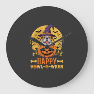 Grappige Bulldog Halloween Gelukkig Gehuil-O-Ween Grote Klok