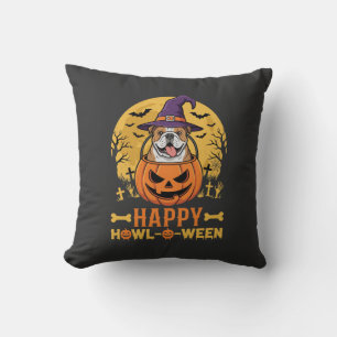 Grappige Bulldog Halloween Gelukkig Howl-O-Ween Vi Kussen
