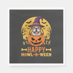 Grappige Bulldog Halloween Gelukkig Howl-O-Ween Vi Servet