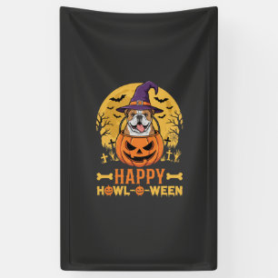 Grappige Bulldog Halloween Gelukkig Howl-O-Ween Vi Spandoek