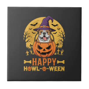 Grappige Bulldog Halloween Gelukkig Howl-O-Ween Vi Tegeltje