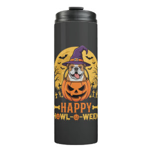 Grappige Bulldog Halloween Gelukkig Howl-O-Ween Vi Thermosbeker