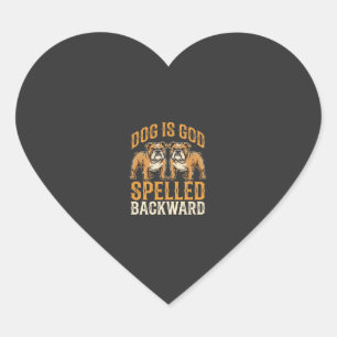 Grappige Bulldog Hond Is God Omgekeerd Geschreven Hart Sticker